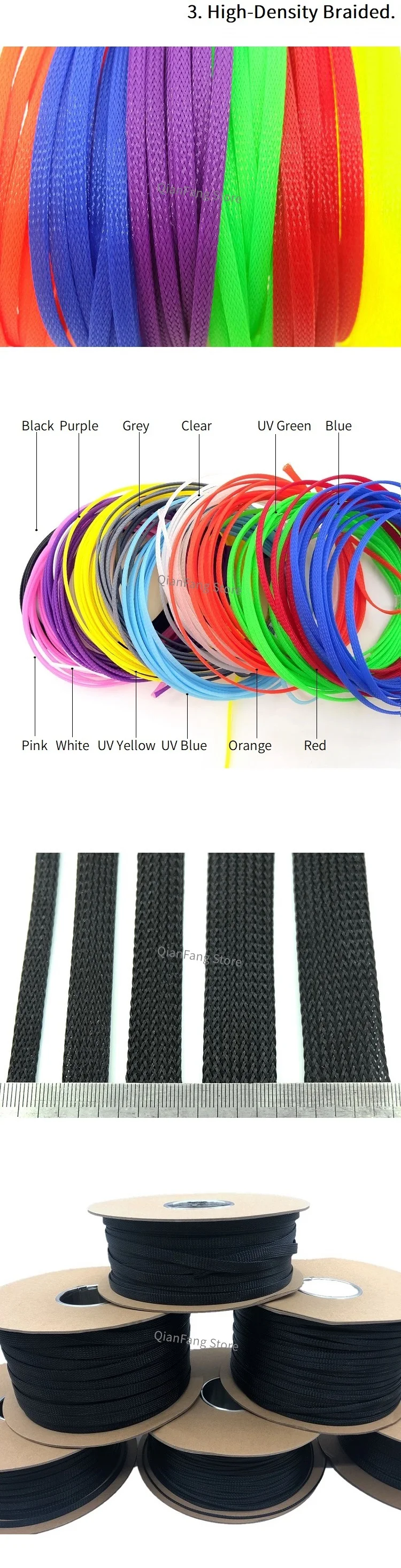 PET Expandable Cable Sleeve 3/4/6/8/10/12/14mm Tight Braided High Density Hardness Insulated Line Protection Wire Wrap Sheath