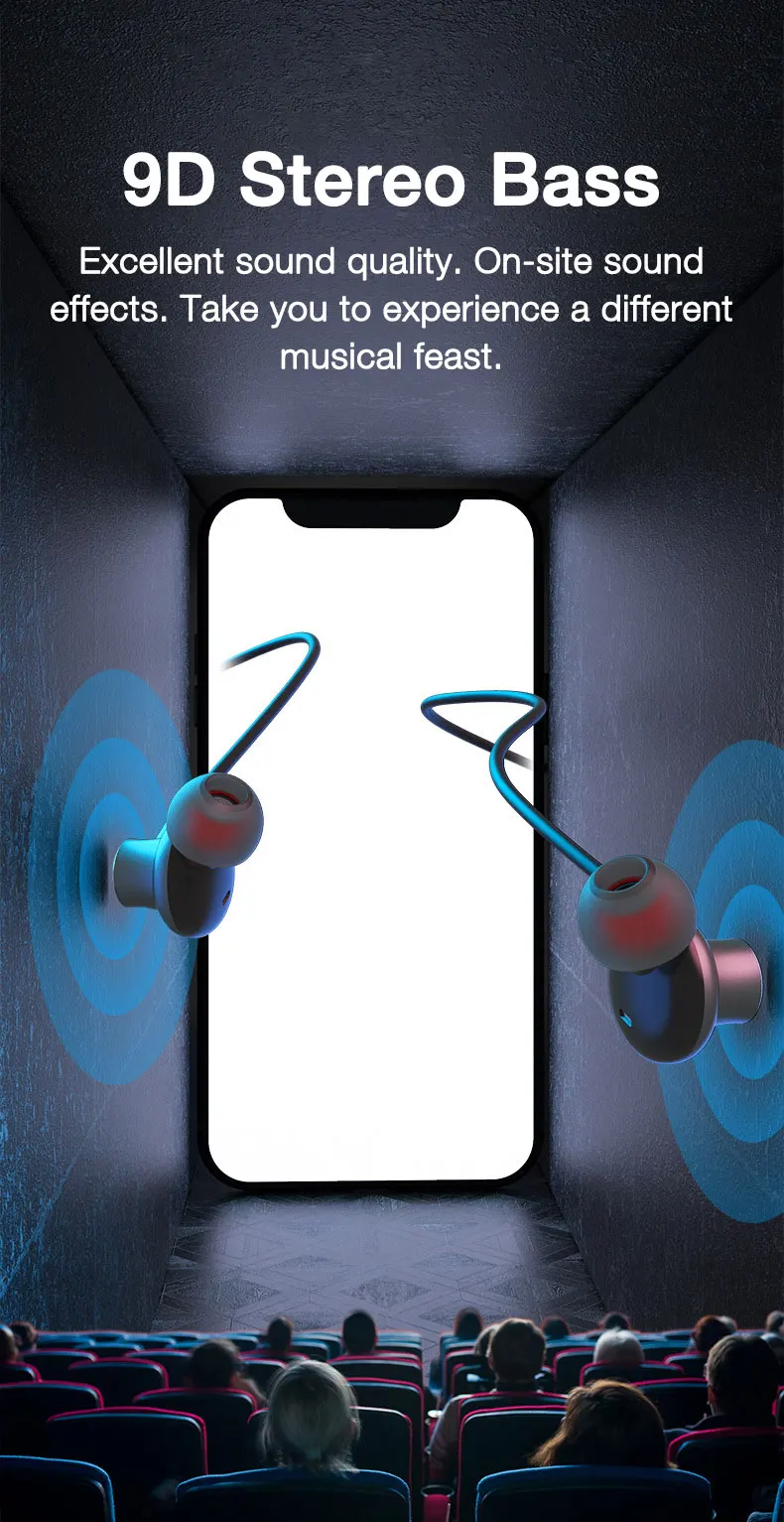 EARDECO 180 Hour Endurance Bluetooth Headphone Bass Wireless Headphones with Mic Stereo Neckband Earphones Sport Headset TF Card