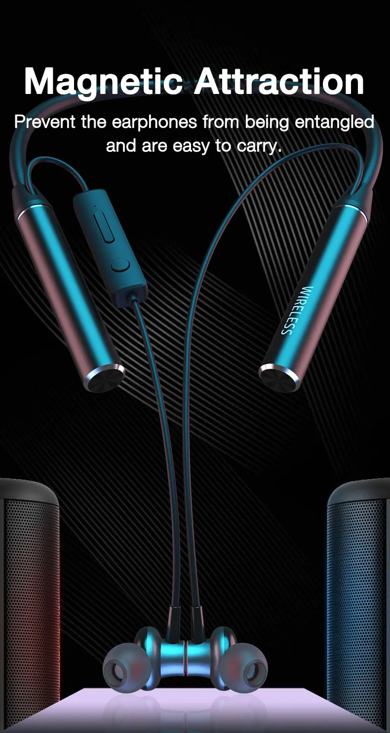 EARDECO 180 Hour Endurance Bluetooth Headphone Bass Wireless Headphones with Mic Stereo Neckband Earphones Sport Headset TF Card