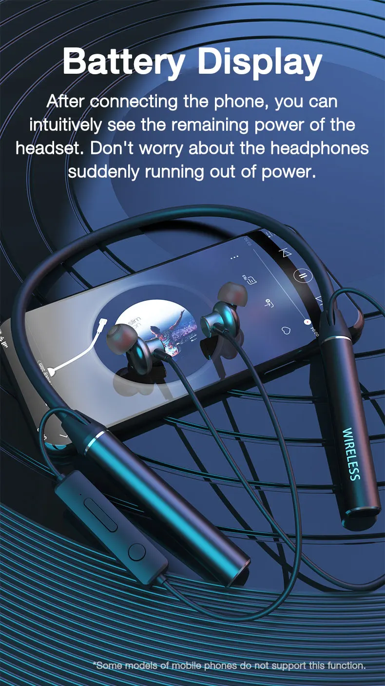 EARDECO 180 Hour Endurance Bluetooth Headphone Bass Wireless Headphones with Mic Stereo Neckband Earphones Sport Headset TF Card