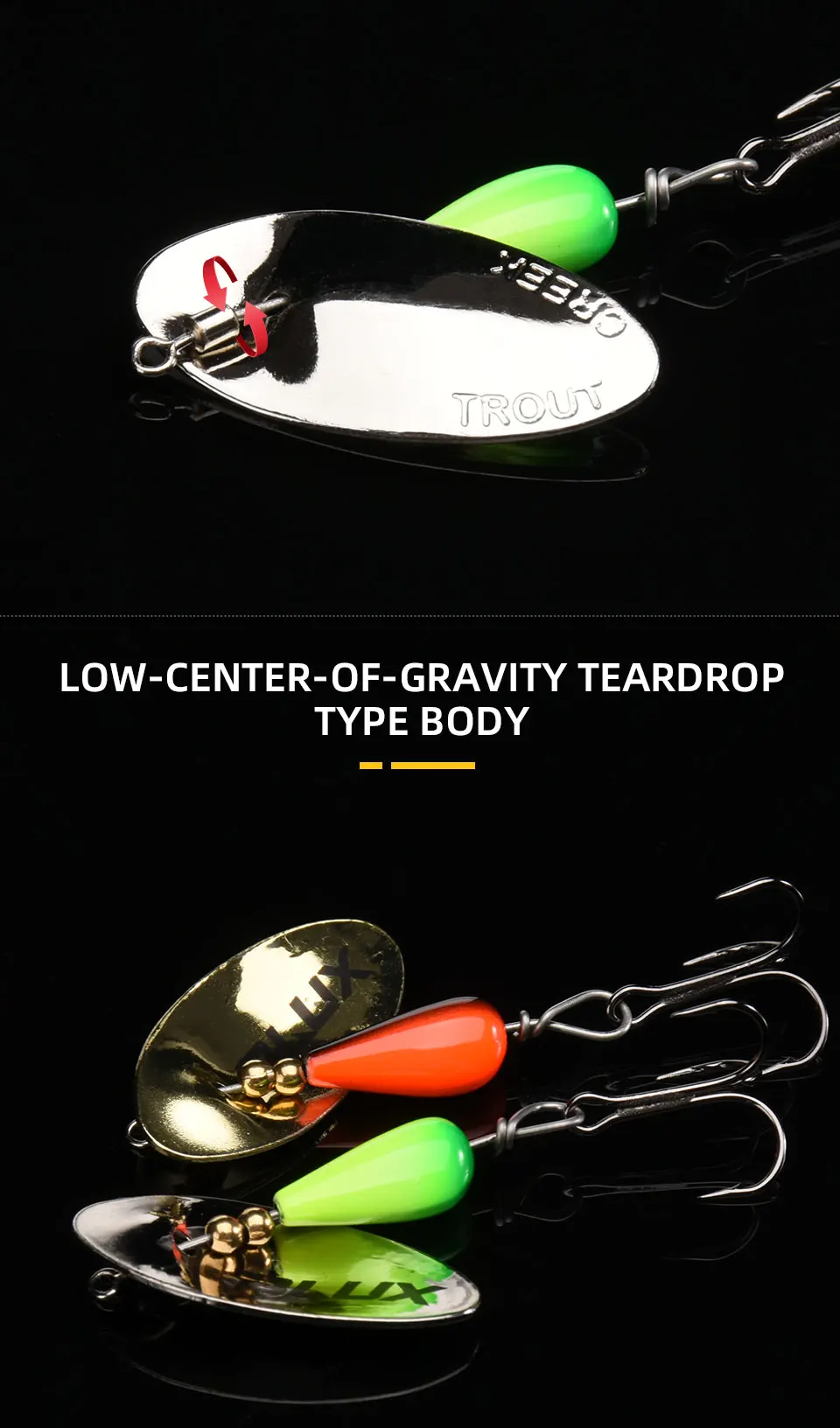 BLUX AR-S Blade Rotating Spinner 3.5g Metal Lure Brass Hard Artificial Spoon Bait Copper Freshwater Creek Trout Fishing Tackle