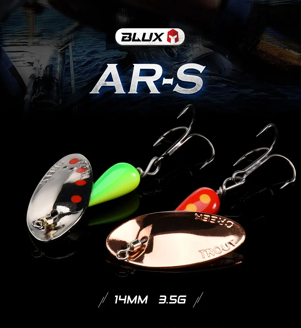 BLUX AR-S Blade Rotating Spinner 3.5g Metal Lure Brass Hard Artificial Spoon Bait Copper Freshwater Creek Trout Fishing Tackle