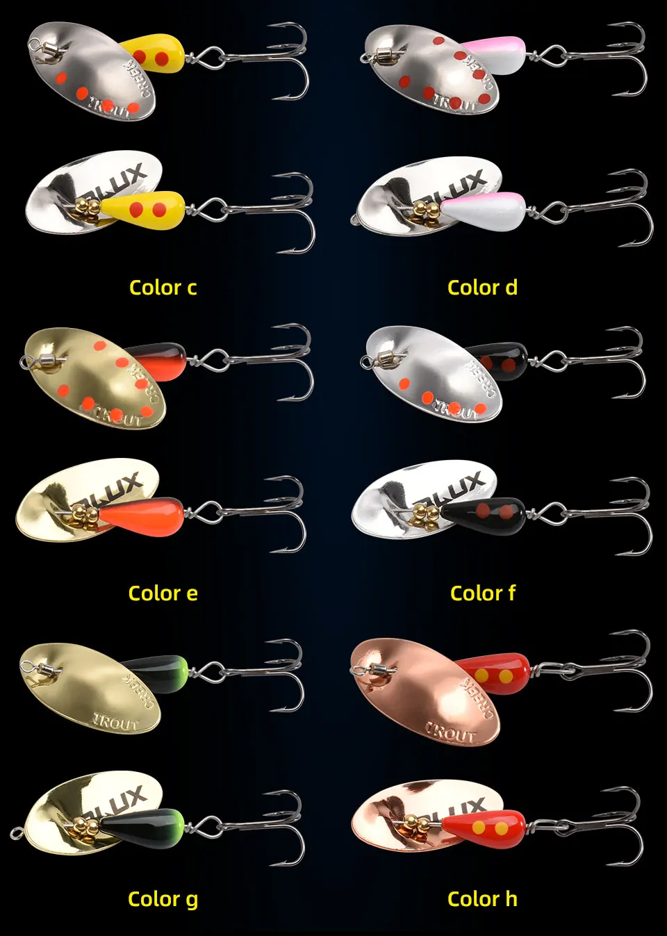 BLUX AR-S Blade Rotating Spinner 3.5g Metal Lure Brass Hard Artificial Spoon Bait Copper Freshwater Creek Trout Fishing Tackle