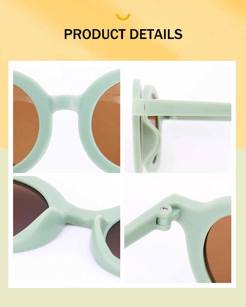 Baby Boys Girls Cute Cartoon Bear Shape Fashion Round Glasses Children Vintage Sunglasses UV Protection Classic Kids Eyewear