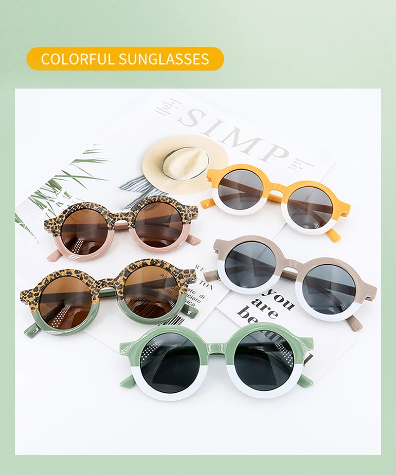 Baby Boys Girls Cute Cartoon Bear Shape Fashion Round Glasses Children Vintage Sunglasses UV Protection Classic Kids Eyewear