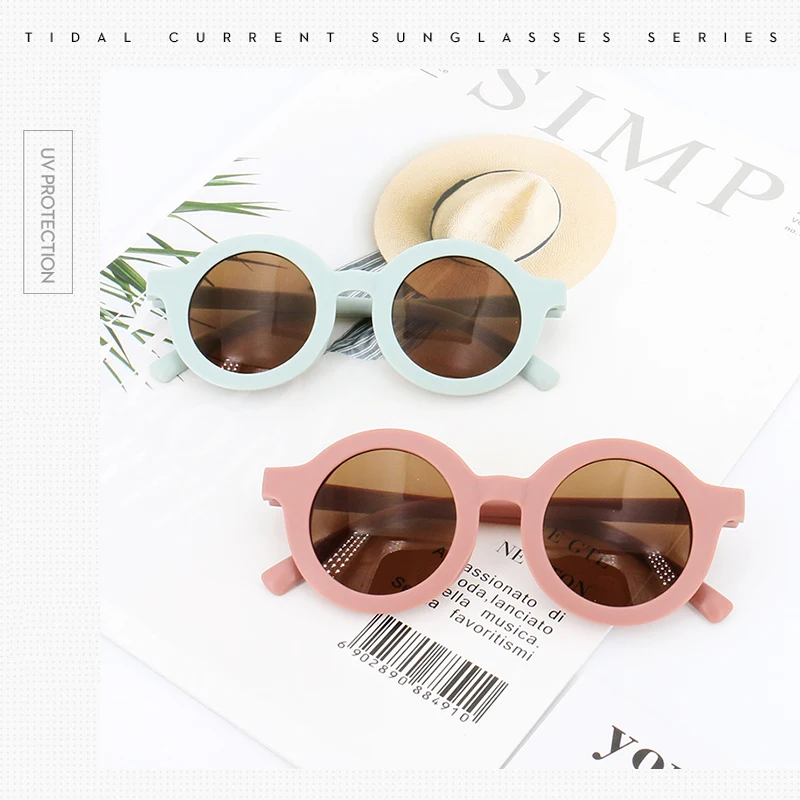 Baby Boys Girls Cute Cartoon Bear Shape Fashion Round Glasses Children Vintage Sunglasses UV Protection Classic Kids Eyewear