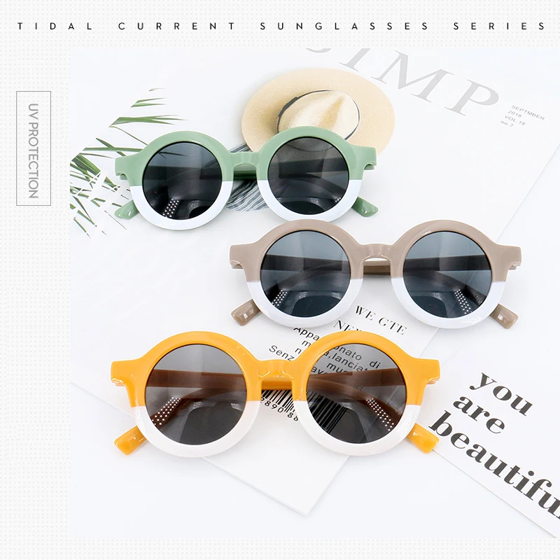Baby Boys Girls Cute Cartoon Bear Shape Fashion Round Glasses Children Vintage Sunglasses UV Protection Classic Kids Eyewear