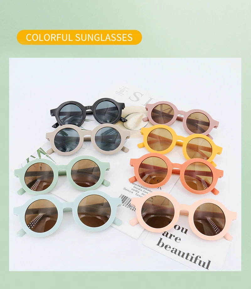 Baby Boys Girls Cute Cartoon Bear Shape Fashion Round Glasses Children Vintage Sunglasses UV Protection Classic Kids Eyewear