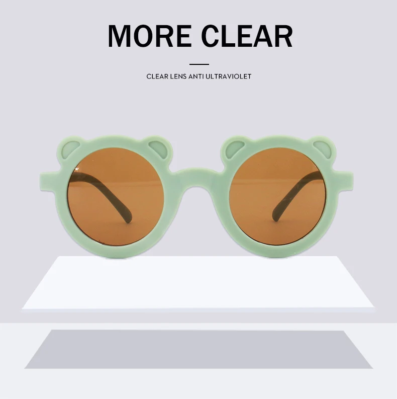 Baby Boys Girls Cute Cartoon Bear Shape Fashion Round Glasses Children Vintage Sunglasses UV Protection Classic Kids Eyewear