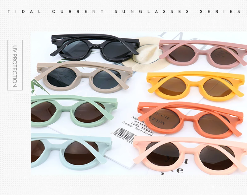 Baby Boys Girls Cute Cartoon Bear Shape Fashion Round Glasses Children Vintage Sunglasses UV Protection Classic Kids Eyewear