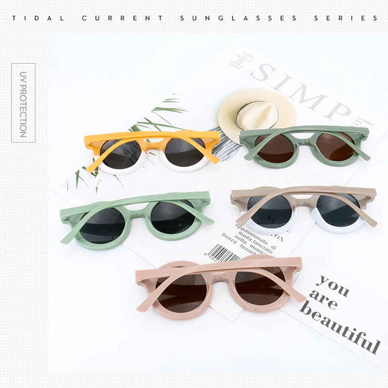 Baby Boys Girls Cute Cartoon Bear Shape Fashion Round Glasses Children Vintage Sunglasses UV Protection Classic Kids Eyewear