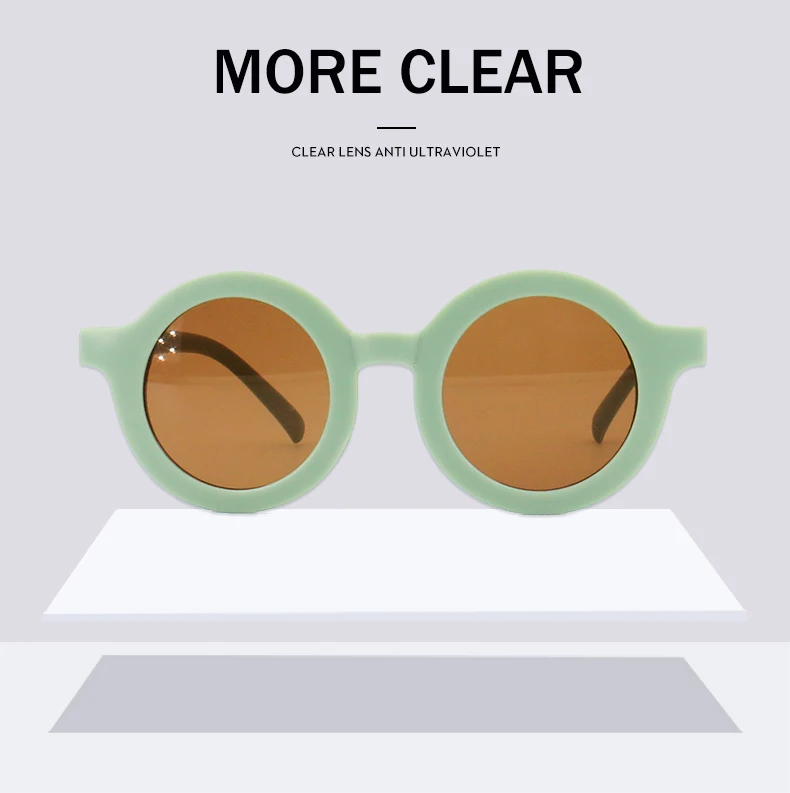 Baby Boys Girls Cute Cartoon Bear Shape Fashion Round Glasses Children Vintage Sunglasses UV Protection Classic Kids Eyewear