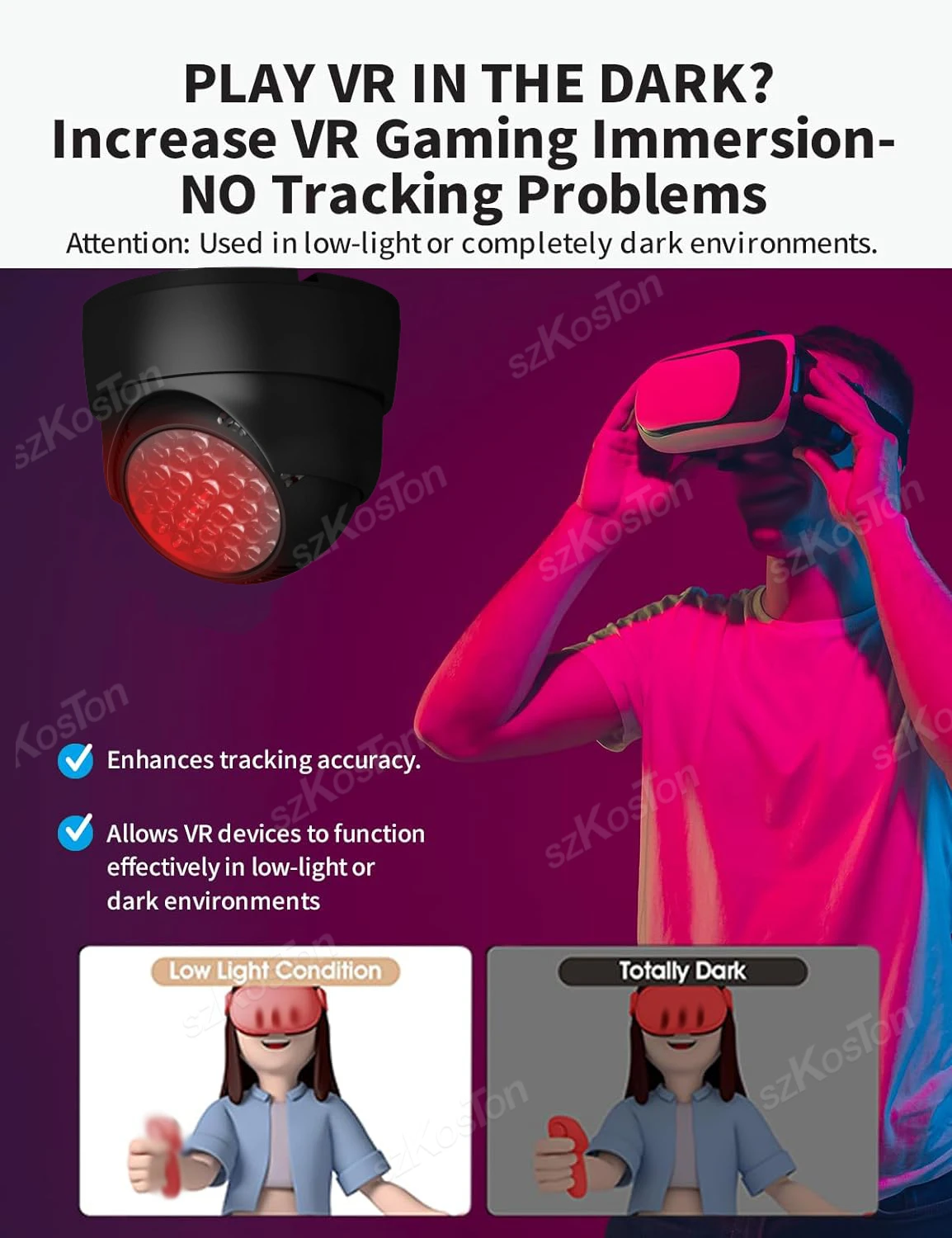 For Meta Quest 3S illuminator Infrared Light for Oculus Quest 2 Pico 4 VR Night Enhance Hand Tracking Increase Sensitivity