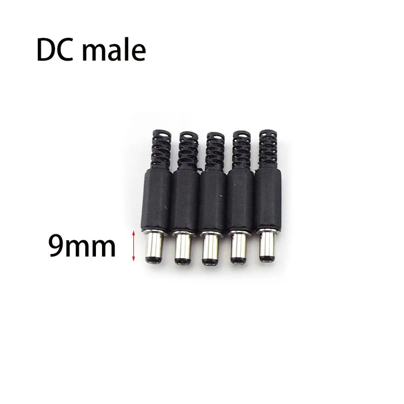 DC Female Male Power Supply Plug Connectors 5.5mm X 2.1mm 5.5x2.5mm Female Male Jack Socket Adapter Wire 5525 5521