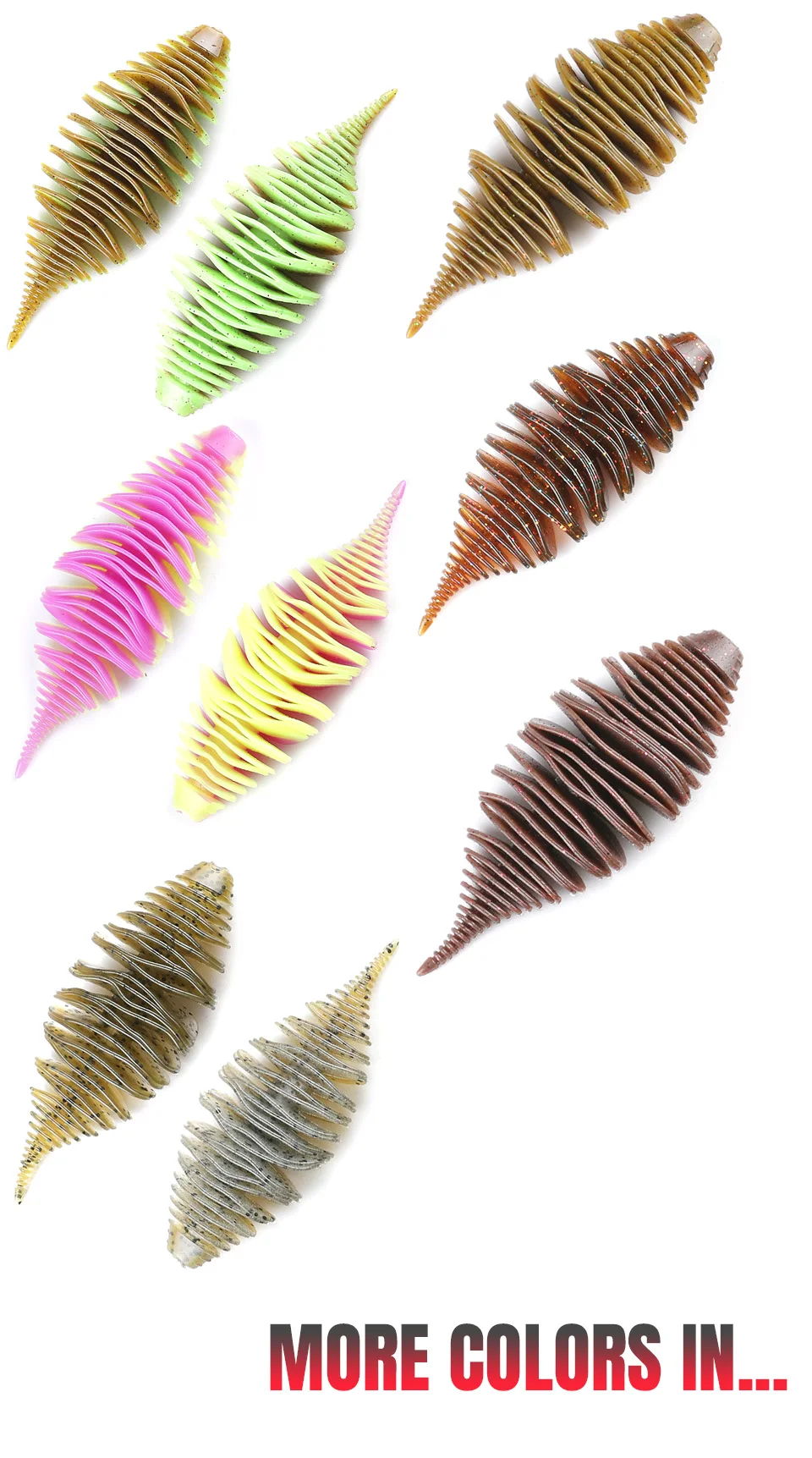 Supercontinent BELLOWS GILL Soft Lure Worm Fishing Bass Lure 100mm/4pcs 77mm/6pcs Larva soft bait