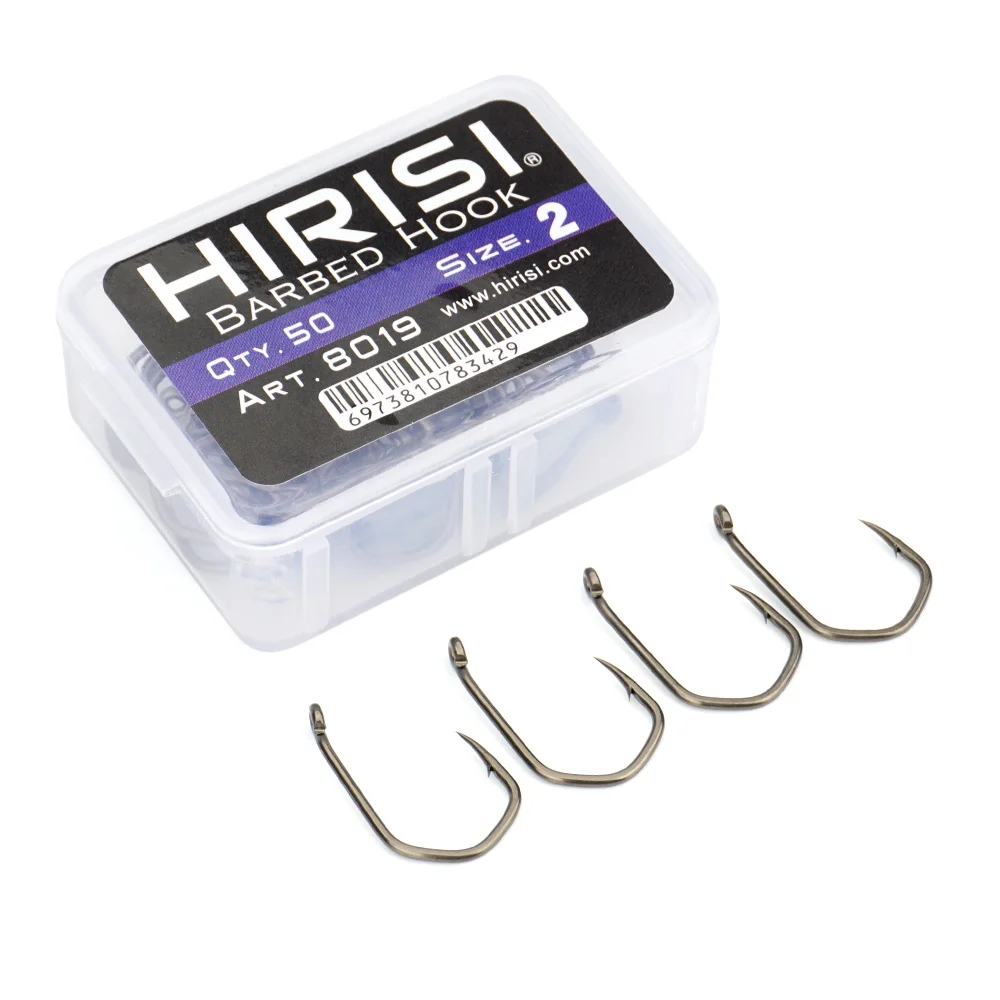 50pcs Carp Fishing Hooks Barbed Pinpoint Claw Hooks PTFE Coating High Carbon Stainless Steel Eyed Fish Hooks 8019