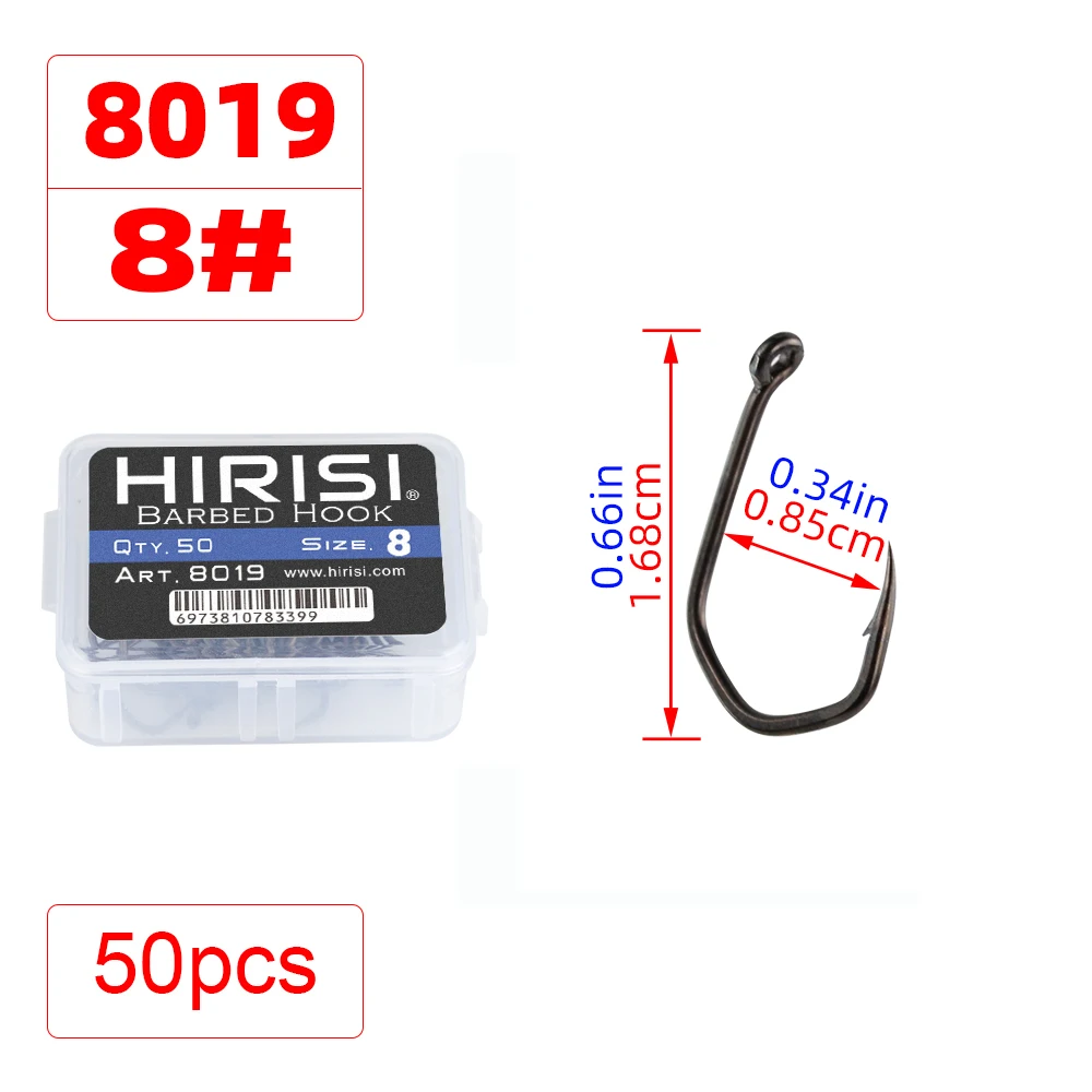 50pcs Carp Fishing Hooks Barbed Pinpoint Claw Hooks PTFE Coating High Carbon Stainless Steel Eyed Fish Hooks 8019