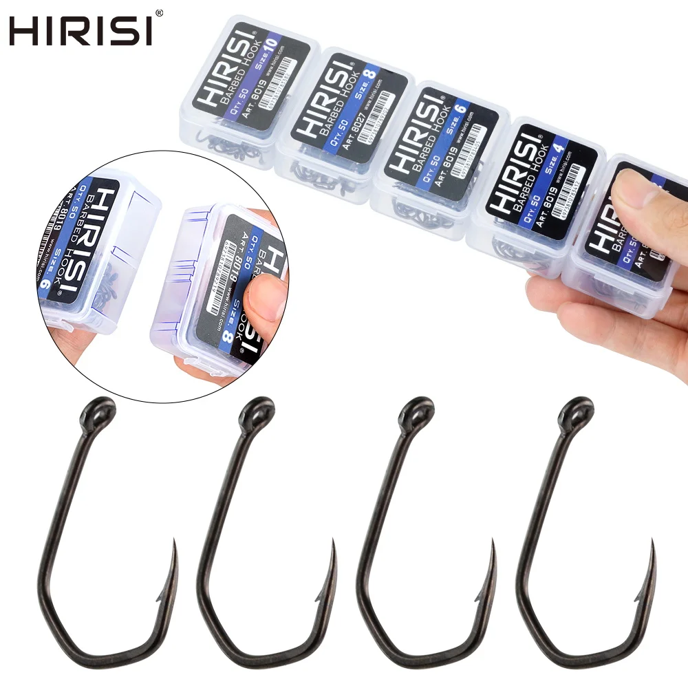 50pcs Carp Fishing Hooks Barbed Pinpoint Claw Hooks PTFE Coating High Carbon Stainless Steel Eyed Fish Hooks 8019