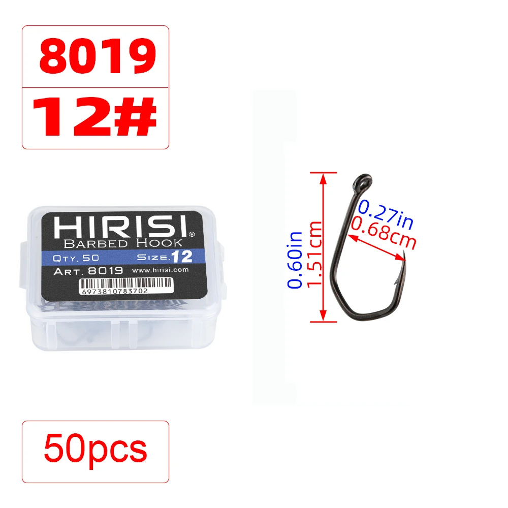 50pcs Carp Fishing Hooks Barbed Pinpoint Claw Hooks PTFE Coating High Carbon Stainless Steel Eyed Fish Hooks 8019