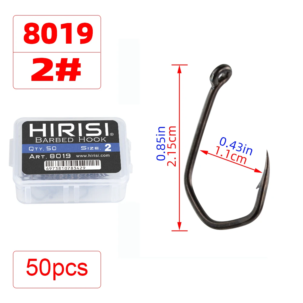 50pcs Carp Fishing Hooks Barbed Pinpoint Claw Hooks PTFE Coating High Carbon Stainless Steel Eyed Fish Hooks 8019