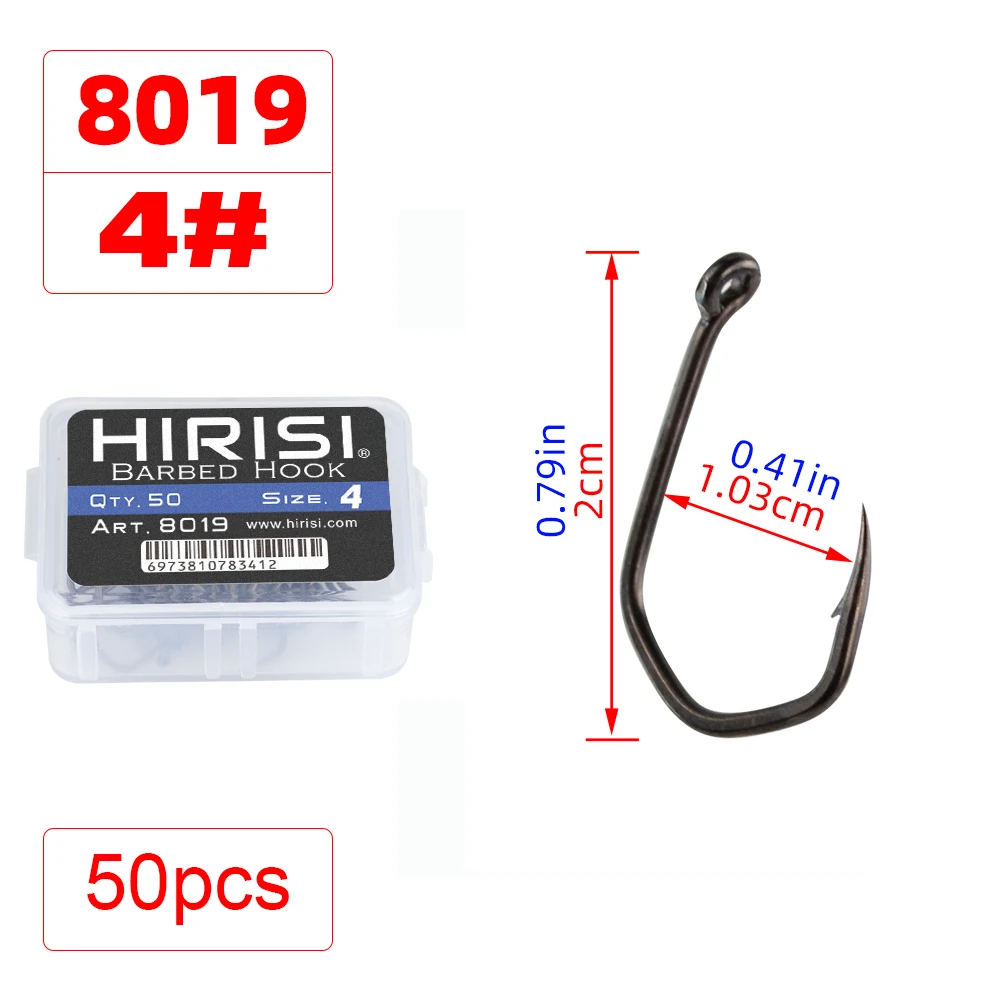 50pcs Carp Fishing Hooks Barbed Pinpoint Claw Hooks PTFE Coating High Carbon Stainless Steel Eyed Fish Hooks 8019