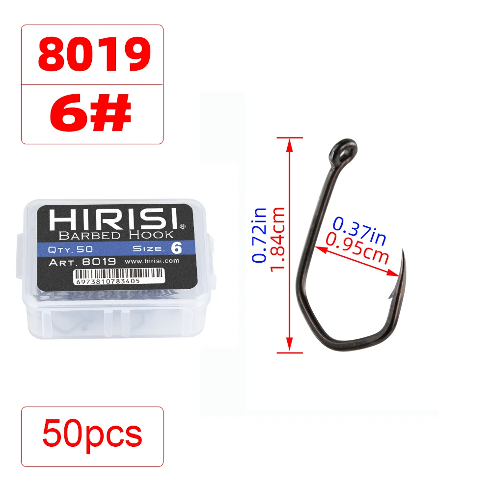 50pcs Carp Fishing Hooks Barbed Pinpoint Claw Hooks PTFE Coating High Carbon Stainless Steel Eyed Fish Hooks 8019