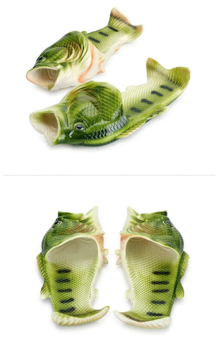Men Slippers Summer Funny Flip Flops Unisex Animal Fish Mules Non-slip Open-Toed Slides Slippers