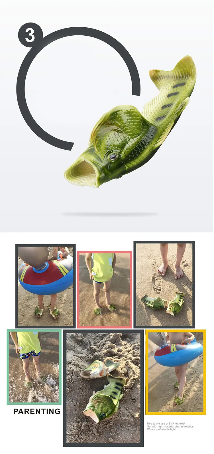 Men Slippers Summer Funny Flip Flops Unisex Animal Fish Mules Non-slip Open-Toed Slides Slippers