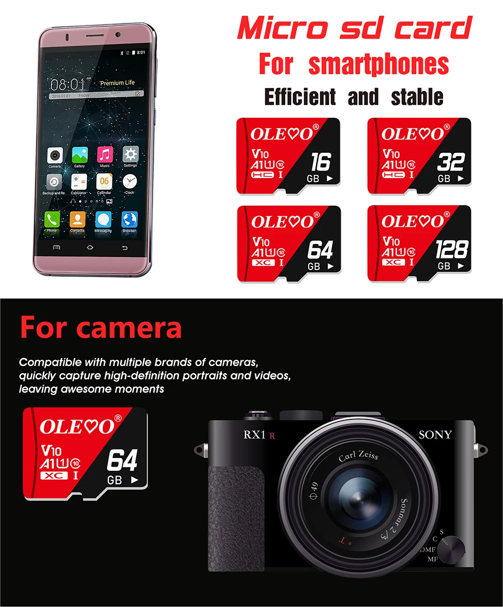 Factory Price Memory Card 64GB 128GB Mini SD Card High Quality Memory Disk 32GB 16GB 8GB 4GB High Speed Micro TF Card