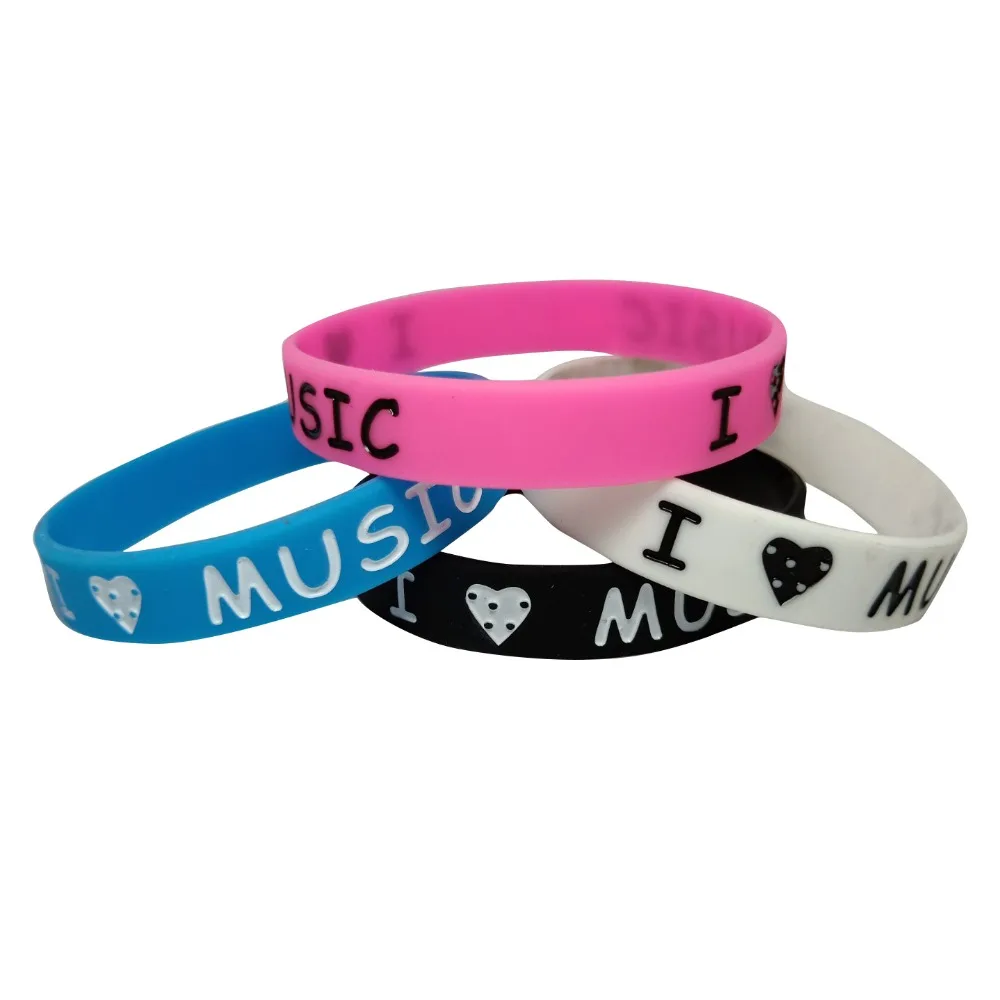 1PC New Design Ink Filled I Love Music Silicone Wristband for Music Fans Silicone Rubber Bracelets &Bangles Women Men Gift SH320
