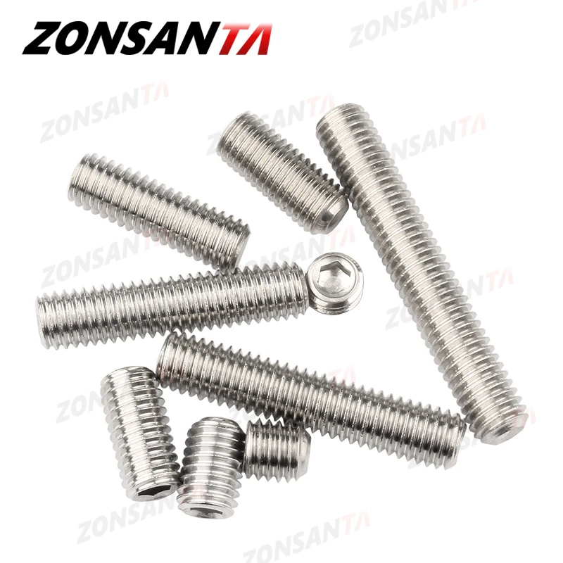 ZONSANTA Grub Screw M2 M2.5 M3 M4 M5 M6 M8 DIN916 304 Stainless Hex Hexagon Socket Allen Cup Point DIY Set Door Handles Bolt