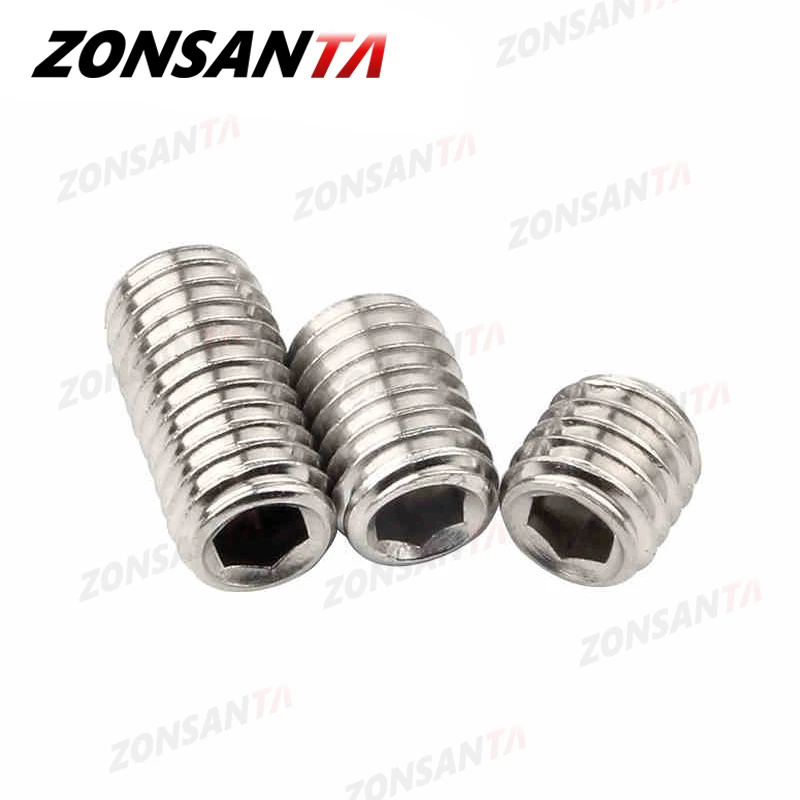 ZONSANTA Grub Screw M2 M2.5 M3 M4 M5 M6 M8 DIN916 304 Stainless Hex Hexagon Socket Allen Cup Point DIY Set Door Handles Bolt