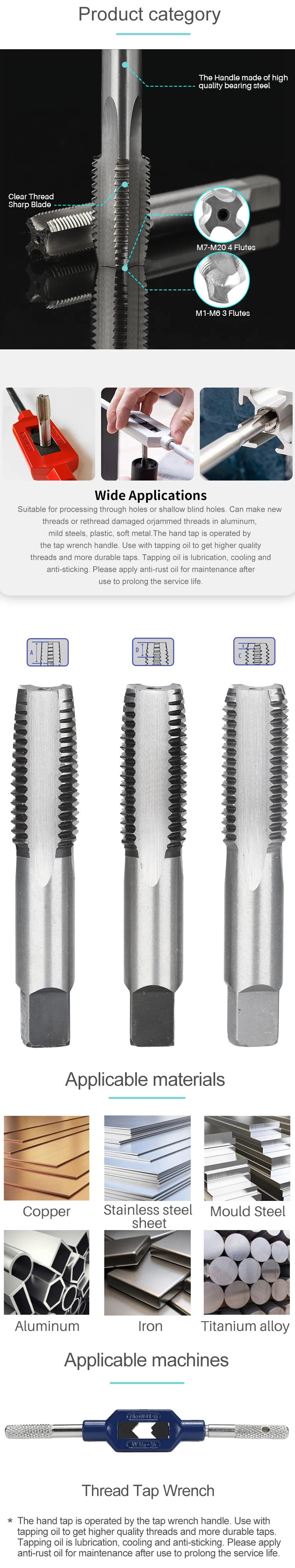 XCAN 3pcs M2-M12 Metric Tap Machine Screw Tap Drill Bit Tapping Tool Thread Plug Tap Thread Tap Metalworking Hand Tools