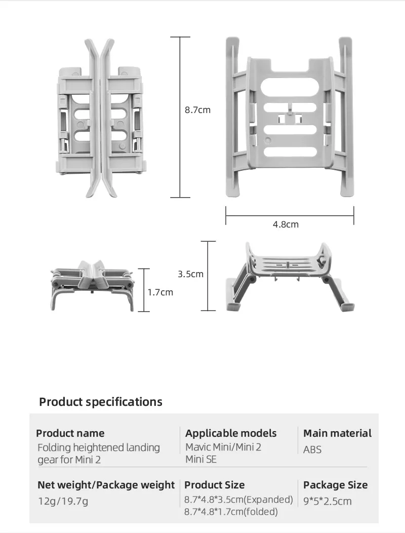 BRDRC Landing Gear Compatible with DJI Mini 4K/Mini 2/Mavic Mini/SE Quick-Release Legs Drone Accessories