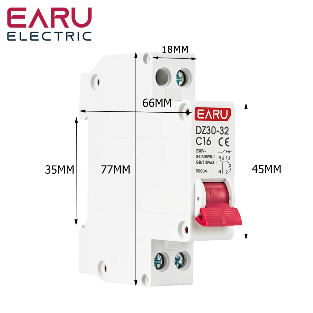 DZ30-32 DPN 1P+N Mini Circuit Breaker MCB 6A 10A 16A 20A 25A 32A Din Rail Mounting Cutout Miniature Household Air Switch OEM DIY
