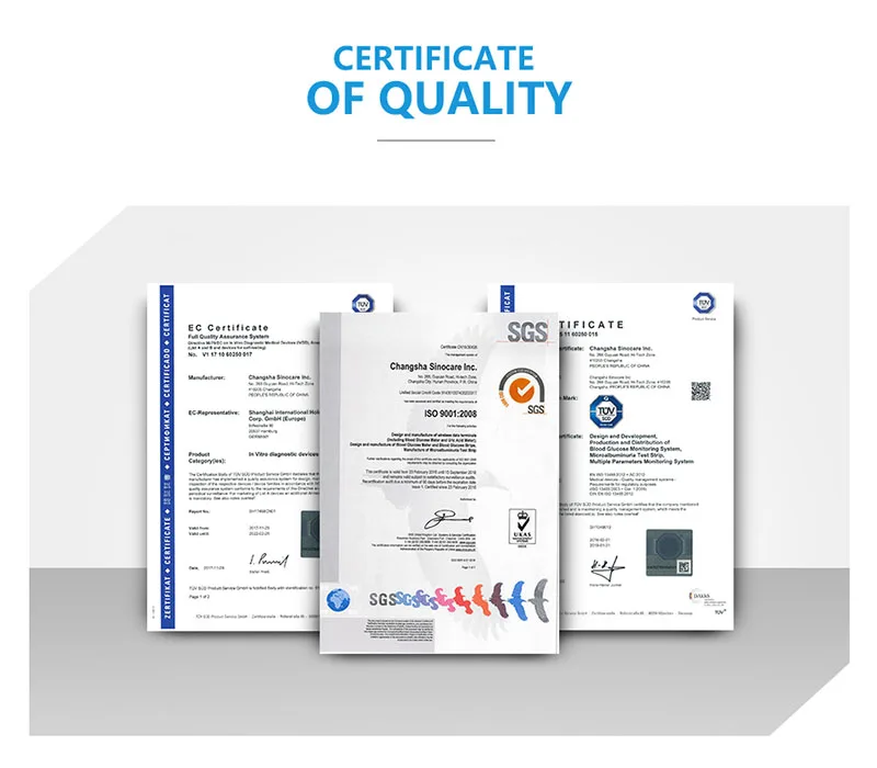 (50/100/200/400pcs) Sinocare Safe Accu Blood Glucose Test Strips (With Free Lancets)