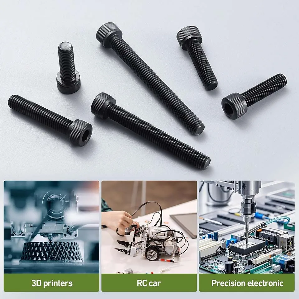NINDEJIN Hexagon Hex Socket Cap Head Screw Bolts M1.6 M2 M2.5 M3 M4 M5 M6 M8 M10 12.9 Grade Carbon Steel Allen Screw DIN912