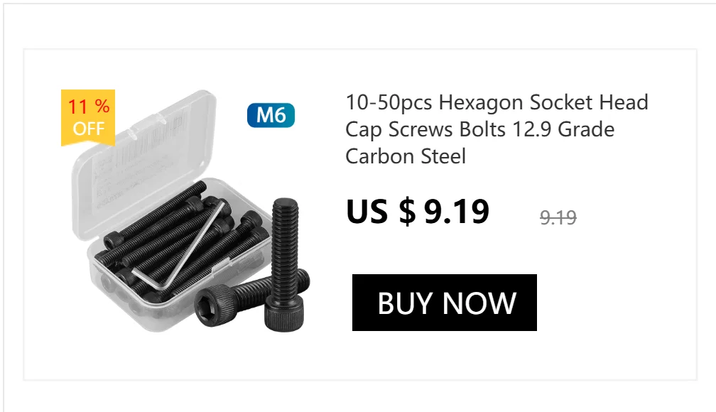 NINDEJIN Hexagon Hex Socket Cap Head Screw Bolts M1.6 M2 M2.5 M3 M4 M5 M6 M8 M10 12.9 Grade Carbon Steel Allen Screw DIN912