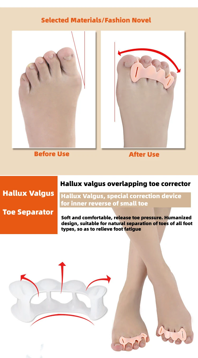 2Pcs=1Pair Hard Silicone Toe Finger Separator 3 Hole Hallux Valgus Orthopedic Spacers Bunion Overlapping Hammer Foot Corrector