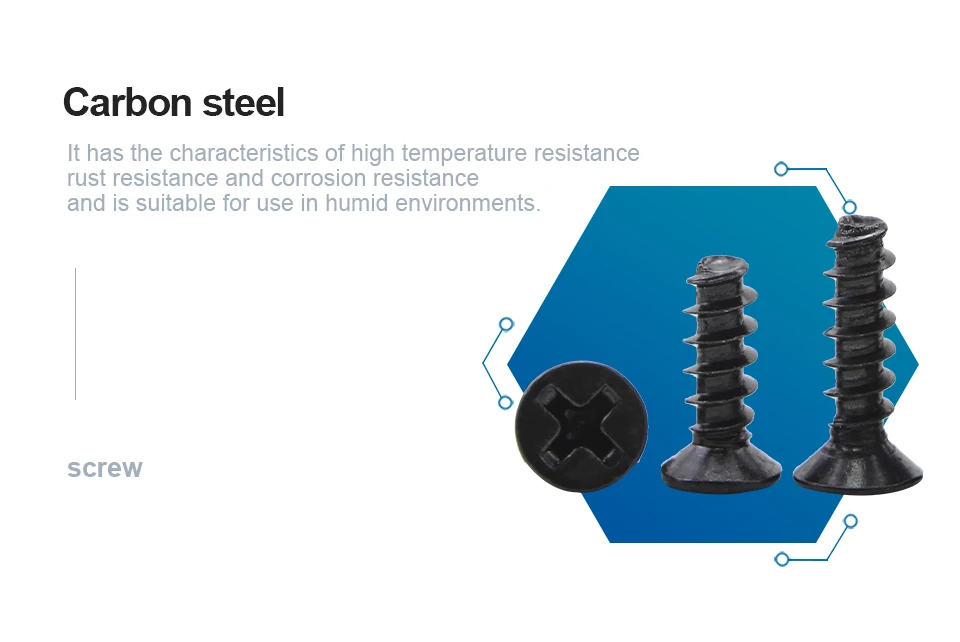 50-100pcs Cross Flat Head Self-tapping Screw Flat Tail M2 M2.3 M2.6 M3 M4 Black Plated Steel Phillips Tapping Screw for Plastic