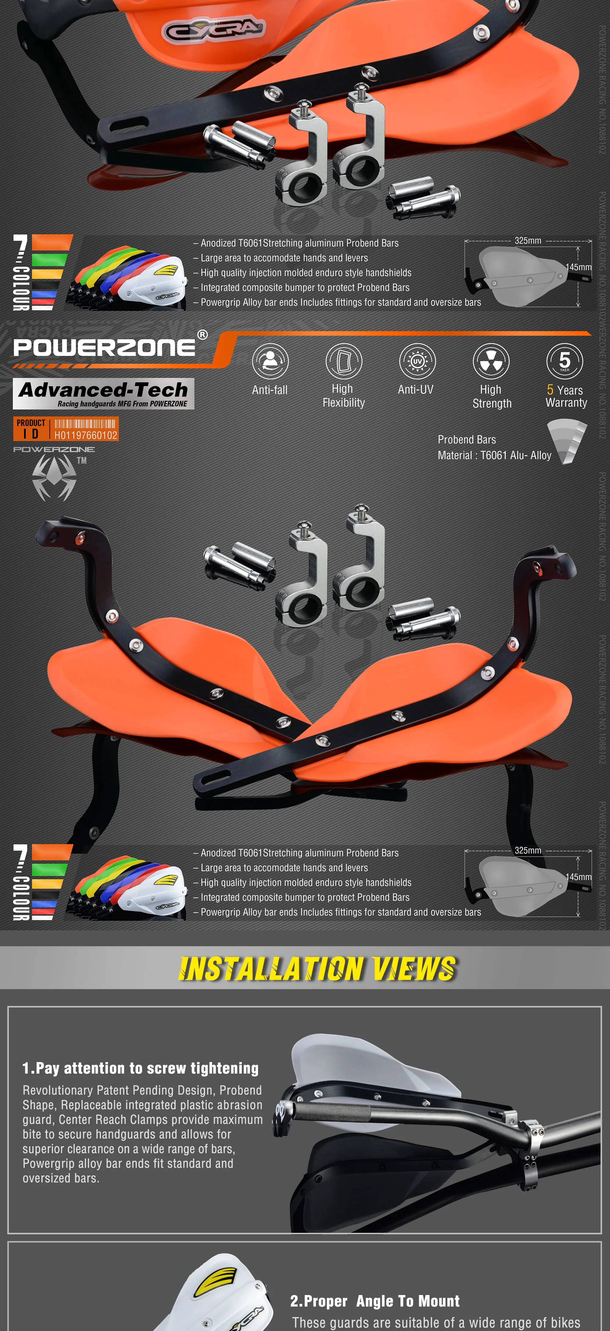 Powerzone Probend Handguards For Honda KTM ADV EXC EnduroHusqvarna TE CRF WRF DRZ KLX Motorcycle Dirt Bike ATV Handlebar