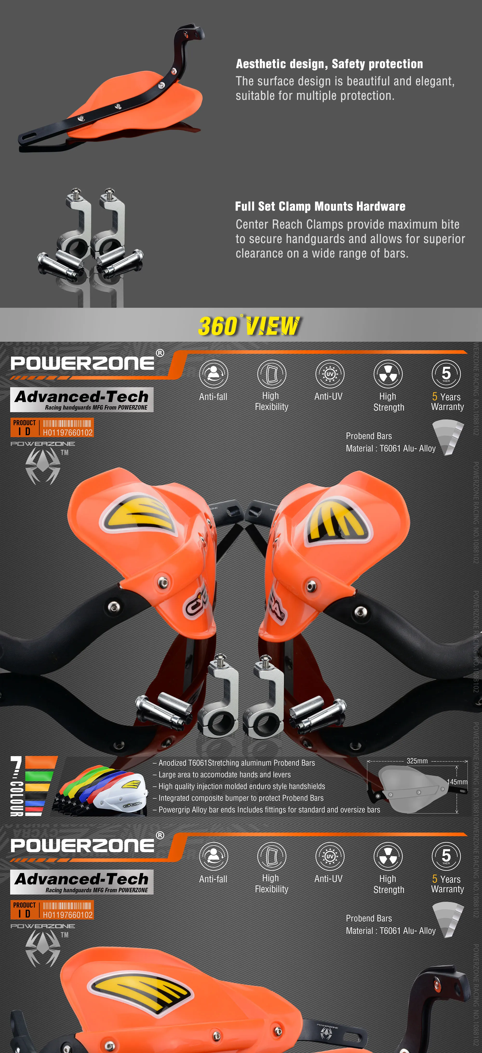 Powerzone Probend Handguards For Honda KTM ADV EXC EnduroHusqvarna TE CRF WRF DRZ KLX Motorcycle Dirt Bike ATV Handlebar