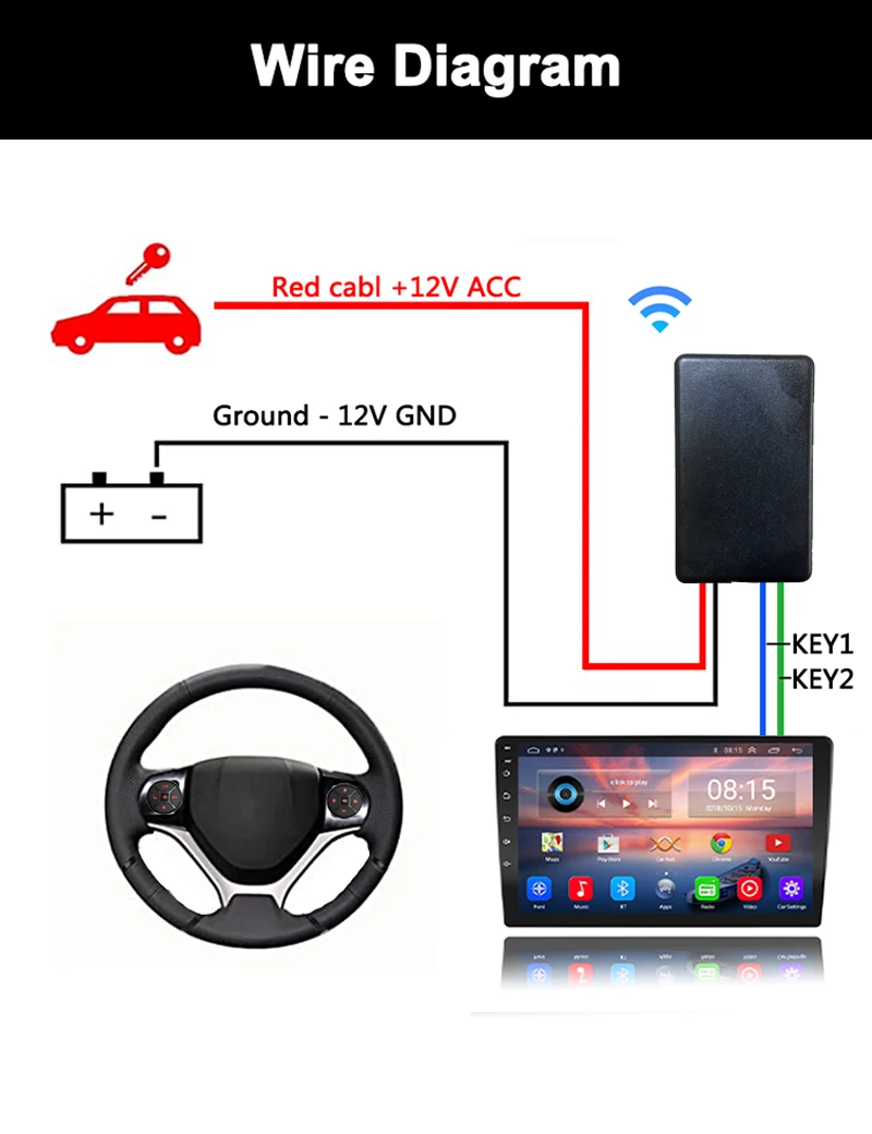 wireless multi-function Steering Wheel Control for android Car Radio DVD GPS multimedia Remote Control Buttons 2 din universal