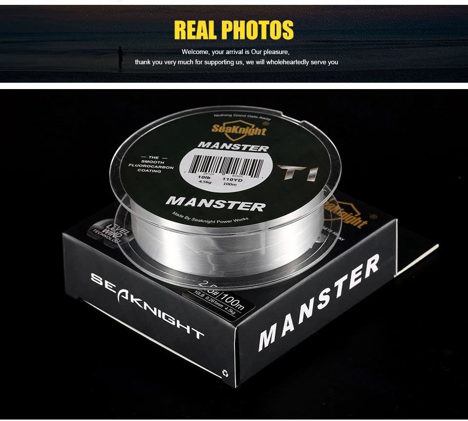 SeaKnight Brand T1II Series 100M 50M Fishing Line Fluorocarbon Coating Nylon Monofilament Fishing Line Sinking Line 3-100LB