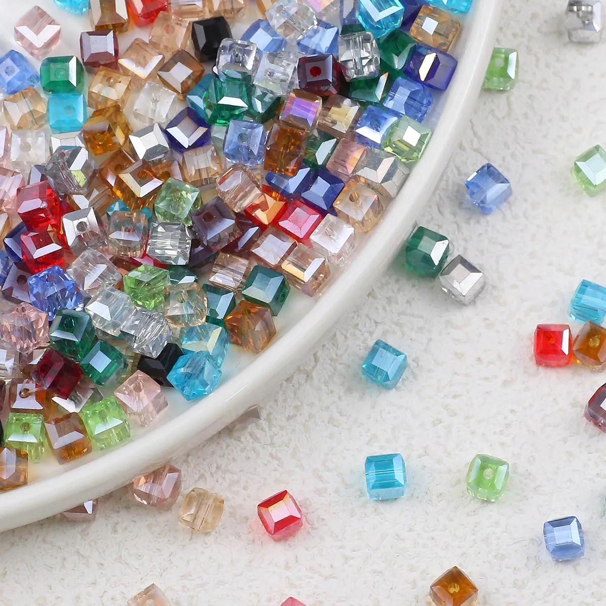 WLYeeS 2 3 4 6 8mm Square shape Austrian crystal beads Square Glass Loose Spacer Bead for Jewelry Bracelet Necklace Making DIY