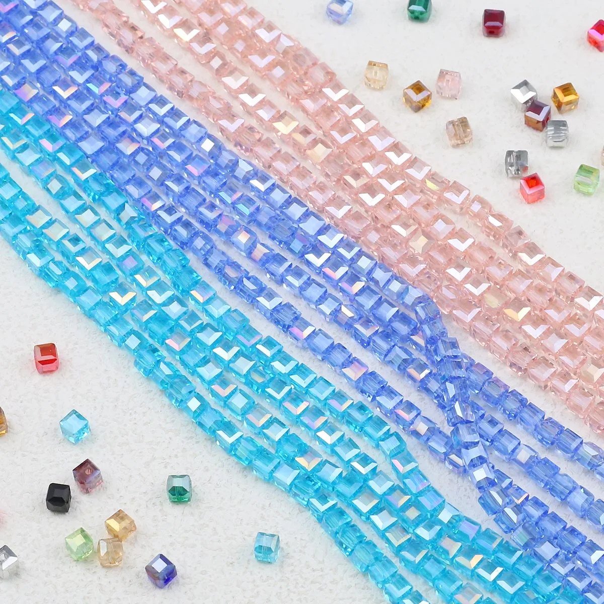 WLYeeS 2 3 4 6 8mm Square shape Austrian crystal beads Square Glass Loose Spacer Bead for Jewelry Bracelet Necklace Making DIY
