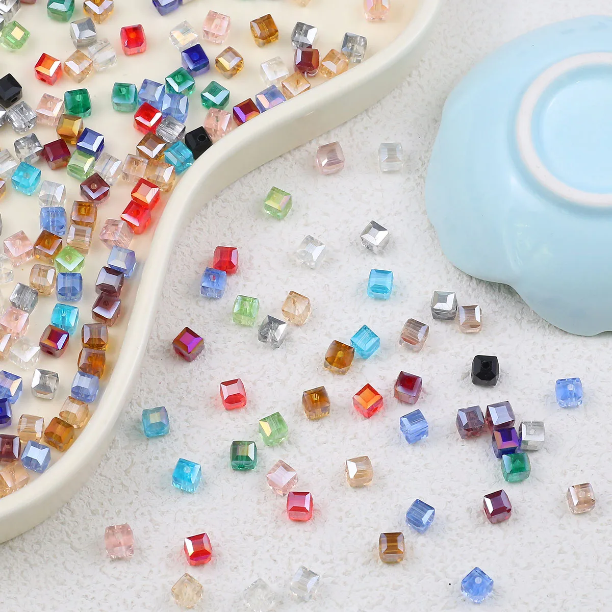 WLYeeS 2 3 4 6 8mm Square shape Austrian crystal beads Square Glass Loose Spacer Bead for Jewelry Bracelet Necklace Making DIY