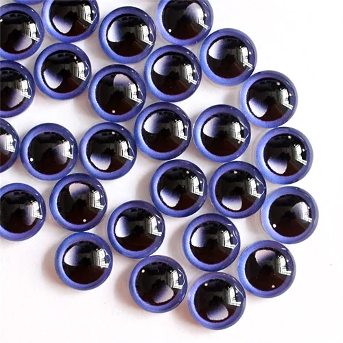 6mm Random Mixed Toys Dolls Dragon Eyes Round Glass Cabochon Flatback Photo For DIY Making Accessories by Pairs K06171
