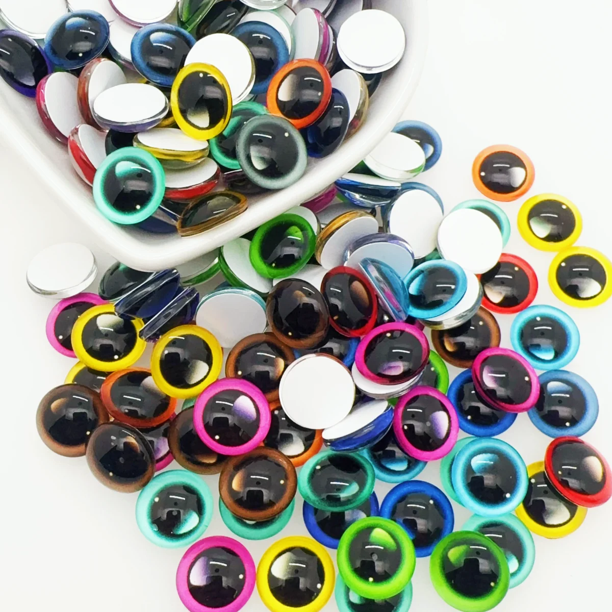 6mm Random Mixed Toys Dolls Dragon Eyes Round Glass Cabochon Flatback Photo For DIY Making Accessories by Pairs K06171