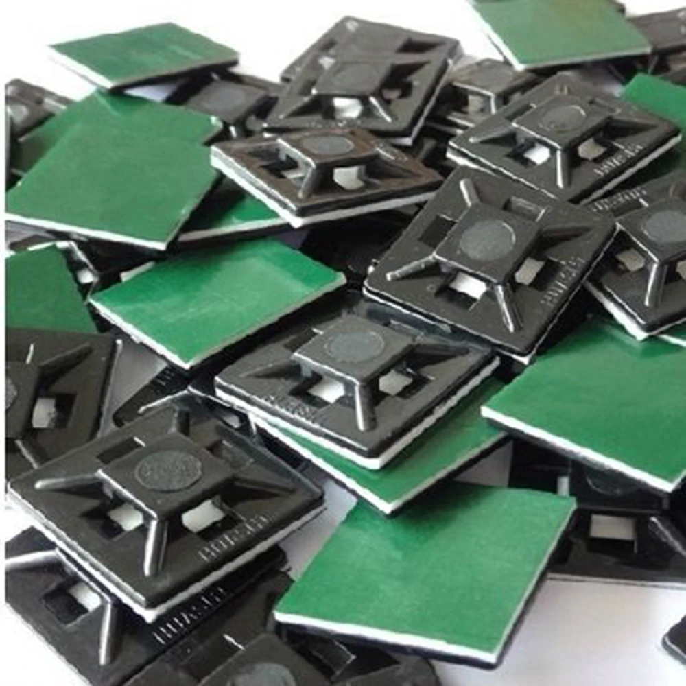 Cable Tie Mount Black White Zip Tie Car Cable Wire Removable Wall Holder Mount Clip Green Glue Self Adhesive Cable Tie Base
